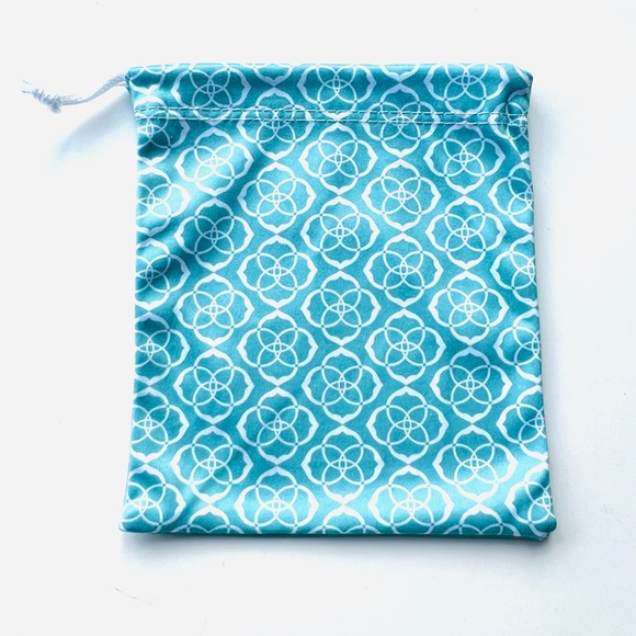 Kendra Scott Silk Jewelry Pouch Drawstring Blue & White - Picture 2 of 4